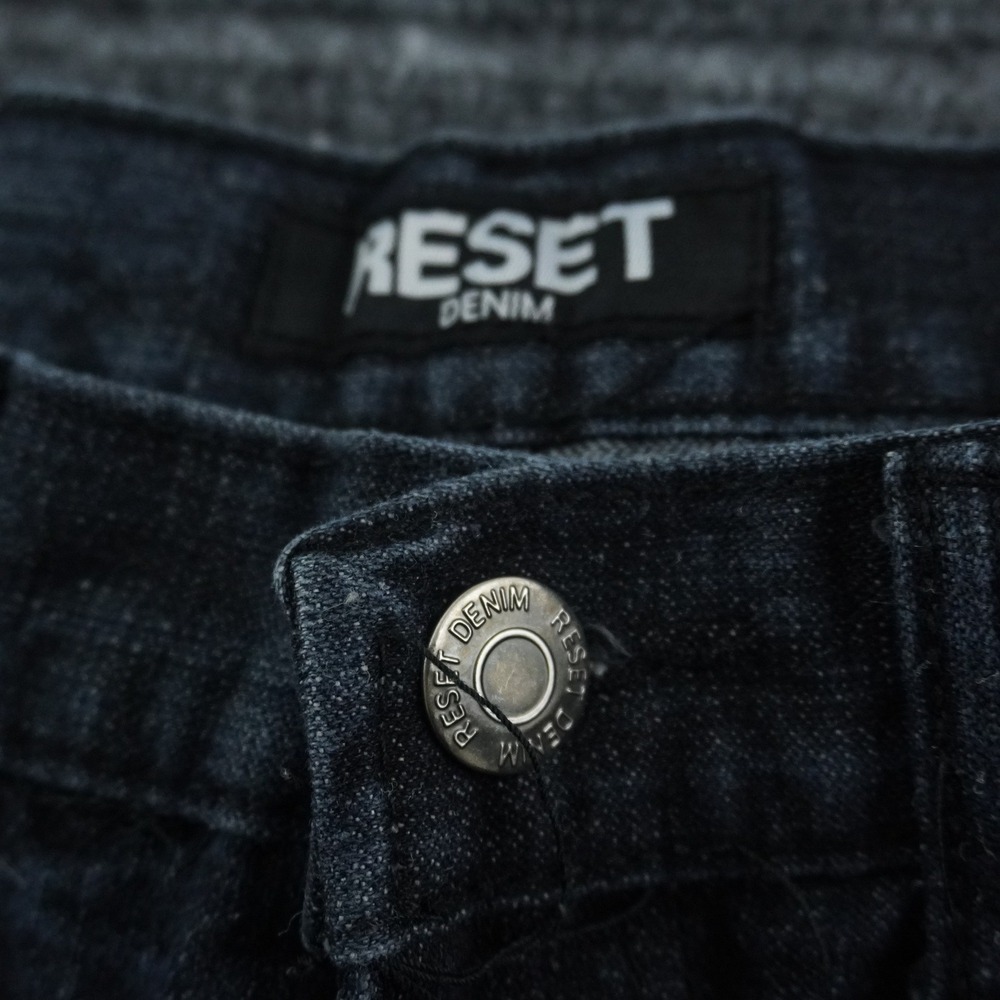 Reset Denim Shorts Mens 34 Dark Wash Blue Faux Snakeskin Back Pockets Streetwear - Picture 4 of 13